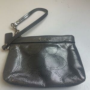 Coach Shimmering Silver Wristlet